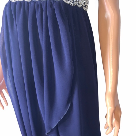 City Studio Junior 5 -homecoming Formal Prom dress Navy Blue/silver accent bling - Picture 6 of 10